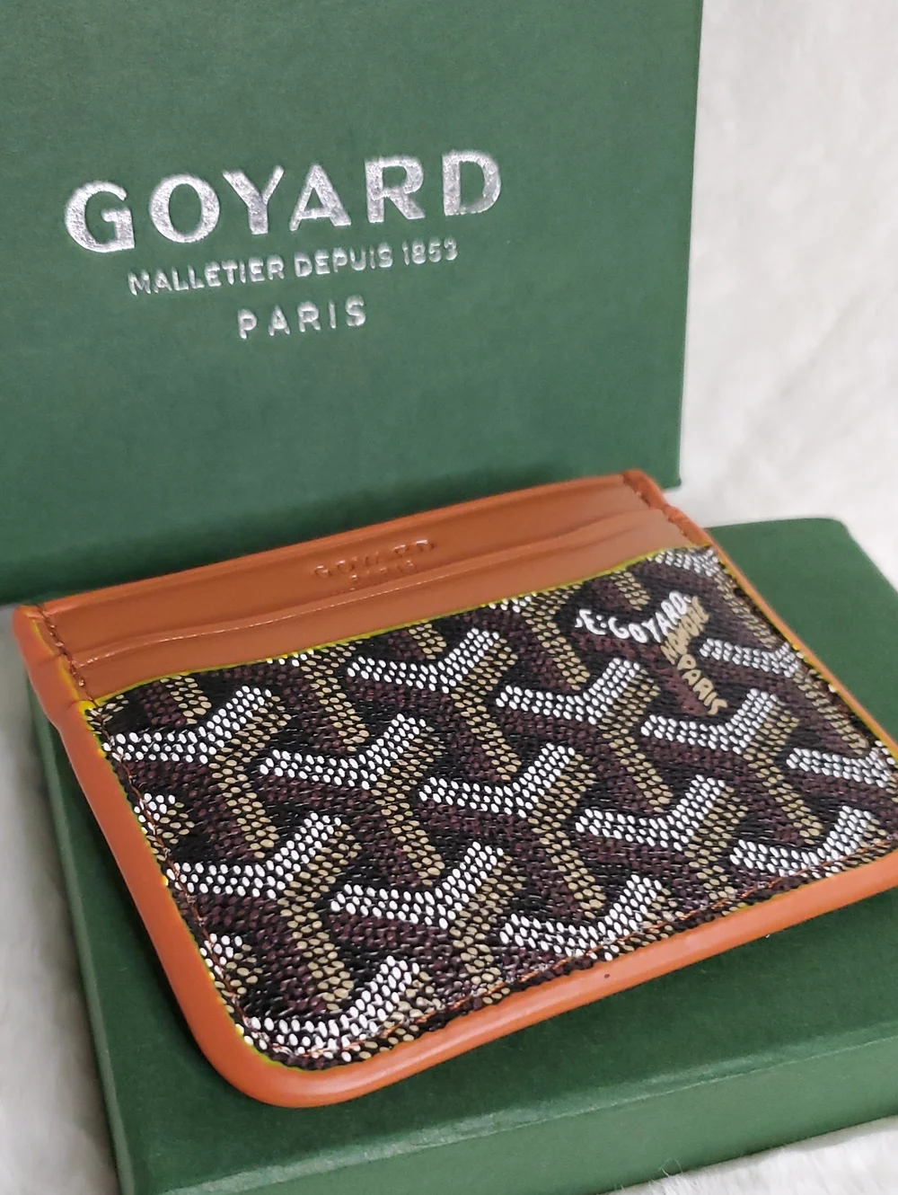 Go Brown and Tan Goyard-Style Card Holder
